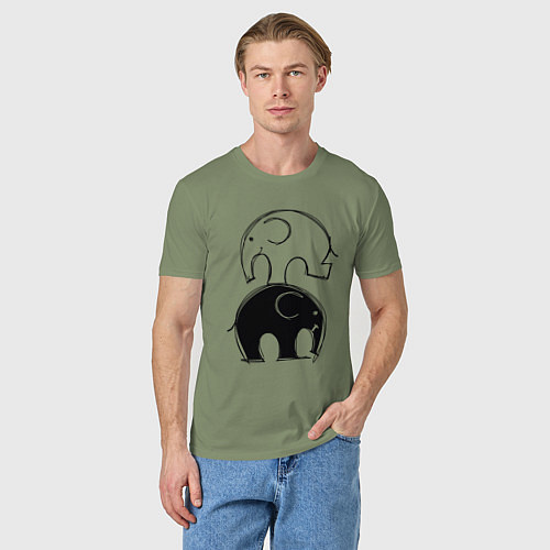 Мужская футболка Cute elephants / Авокадо – фото 3