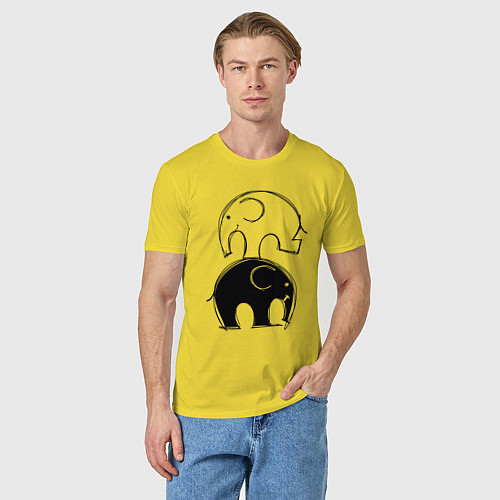 Мужская футболка Cute elephants / Желтый – фото 3