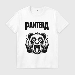Футболка хлопковая мужская Pantera - rock panda, цвет: белый