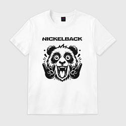 Футболка хлопковая мужская Nickelback - rock panda, цвет: белый