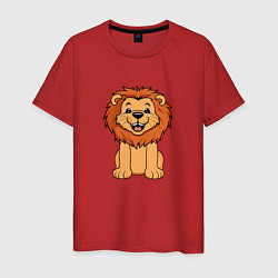 Футболка хлопковая мужская Весёлый лев, цвет: красный