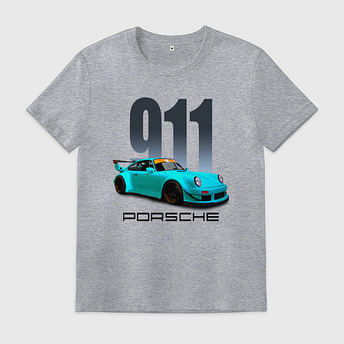 Мужская футболка Cпортивный автомобиль Porsche / Меланж – фото 1