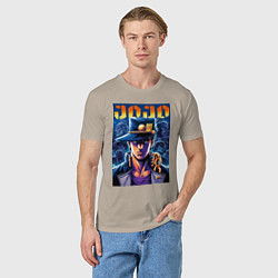 Футболка хлопковая мужская Jojo - Jotaro Kujo ai art, цвет: миндальный — фото 2