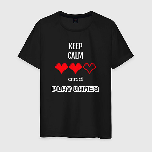 Мужская футболка Keep calm and play games / Черный – фото 1
