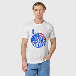 Футболка хлопковая мужская USA statue of liberty, цвет: белый — фото 2