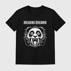 Футболка хлопковая мужская Breaking Benjamin rock panda, цвет: черный