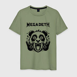 Футболка хлопковая мужская Megadeth - rock panda, цвет: авокадо