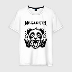 Футболка хлопковая мужская Megadeth - rock panda, цвет: белый