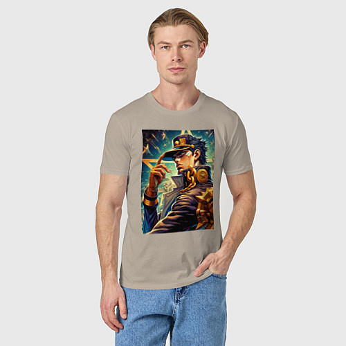 Мужская футболка Джотаро Куджо - fantasy ai art / Миндальный – фото 3