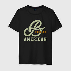Футболка хлопковая мужская Brooklyn american, цвет: черный