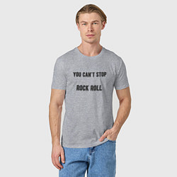 Футболка хлопковая мужская You cant stop rock roll, цвет: меланж — фото 2