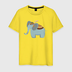 Футболка хлопковая мужская Cute elephant, цвет: желтый