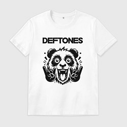Футболка хлопковая мужская Deftones - rock panda, цвет: белый