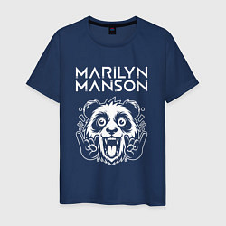 Футболка хлопковая мужская Marilyn Manson rock panda, цвет: тёмно-синий