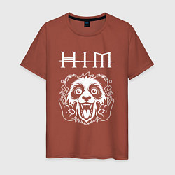 Футболка хлопковая мужская HIM rock panda, цвет: кирпичный