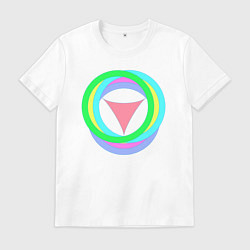 Футболка хлопковая мужская Кольца окружностей с треугольником, цвет: белый