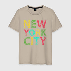 Футболка хлопковая мужская New York city colors, цвет: миндальный