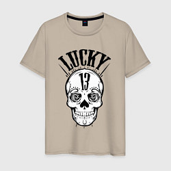 Футболка хлопковая мужская Lucky skull, цвет: миндальный