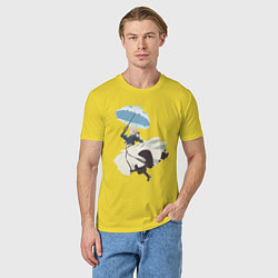 Футболка хлопковая мужская Вайолет Эвергарден автозапоминающая кукла, цвет: желтый — фото 2