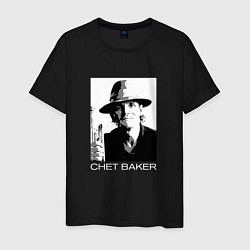 Футболка хлопковая мужская Chet Baker jazz legend, цвет: черный