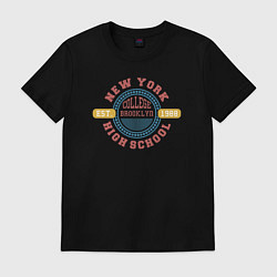 Футболка хлопковая мужская New York high school, цвет: черный
