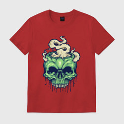Футболка хлопковая мужская Skull smoke, цвет: красный