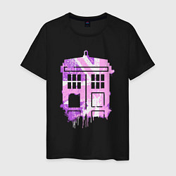 Футболка хлопковая мужская Pink tardis, цвет: черный