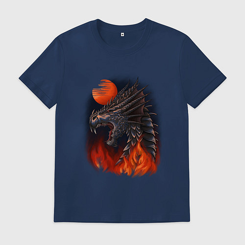 Мужская футболка Огненный дракон хамелеон / Тёмно-синий – фото 1