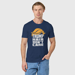 Футболка хлопковая мужская Trump hair dont care, цвет: тёмно-синий — фото 2