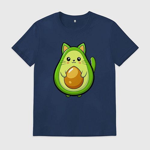 Мужская футболка Авокадо кот мем / Тёмно-синий – фото 1