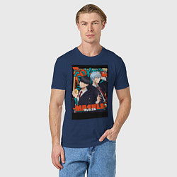 Футболка хлопковая мужская Мэш Бёрндэд, цвет: тёмно-синий — фото 2