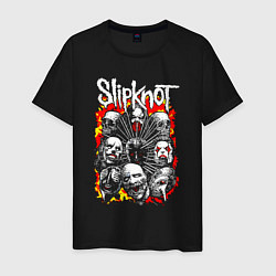 Футболка хлопковая мужская Slipknot rock band, цвет: черный