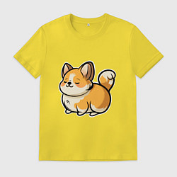 Футболка хлопковая мужская Милый корги пухленький, цвет: желтый