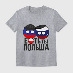 Футболка хлопковая мужская Е...ть ты Польша, цвет: меланж