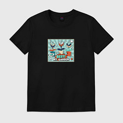 Футболка хлопковая мужская Супер Марио цветы, цвет: черный