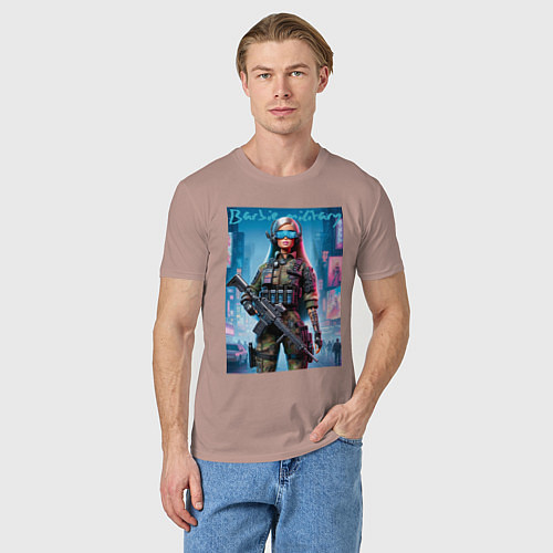 Мужская футболка Barbie military - special forces / Пыльно-розовый – фото 3
