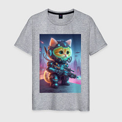 Футболка хлопковая мужская Cool kitten - special cyberforces, цвет: меланж