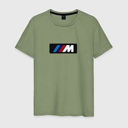 Футболка хлопковая мужская BMW logo sport steel, цвет: авокадо