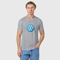 Футболка хлопковая мужская Volkswagen logo blue, цвет: меланж — фото 2