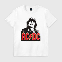 Футболка хлопковая мужская ACDC Angus Young rock, цвет: белый