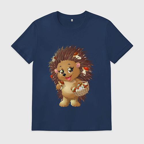 Мужская футболка Красивый добрый ежик / Тёмно-синий – фото 1