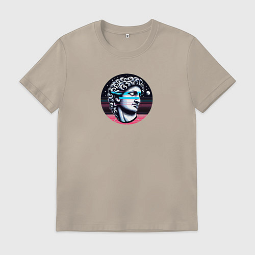 Мужская футболка Голова древней статуи vaporwave / Миндальный – фото 1