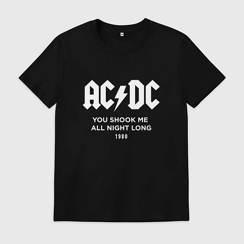 Мужская футболка AC DC - You shook me all night long 1980 / Черный – фото 1