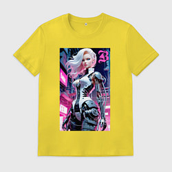 Футболка хлопковая мужская Pretty Barbie blond - cyberpunk ai art, цвет: желтый