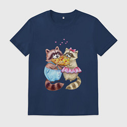 Футболка хлопковая мужская Пицца и енотики, цвет: тёмно-синий