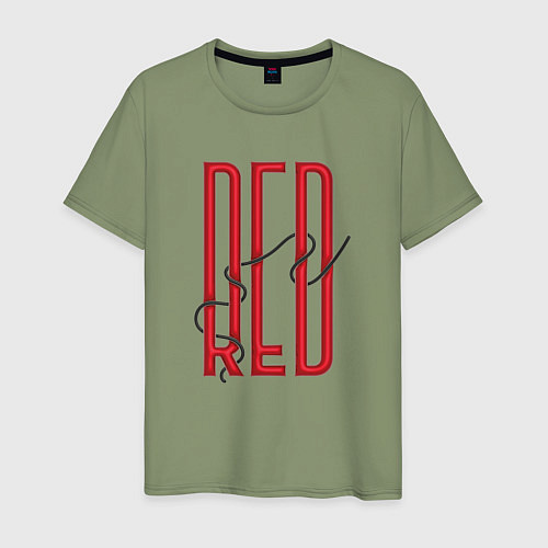 Мужская футболка Объёмный красный / Авокадо – фото 1