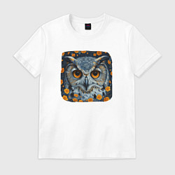 Футболка хлопковая мужская Бэта сова, цвет: белый