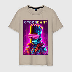 Футболка хлопковая мужская Cyber Bart - neon glow ai art fantasy, цвет: миндальный