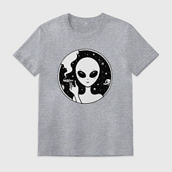 Футболка хлопковая мужская Alien in smoke, цвет: меланж