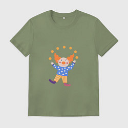 Футболка хлопковая мужская Рыжий клоун - жонглер, цвет: авокадо